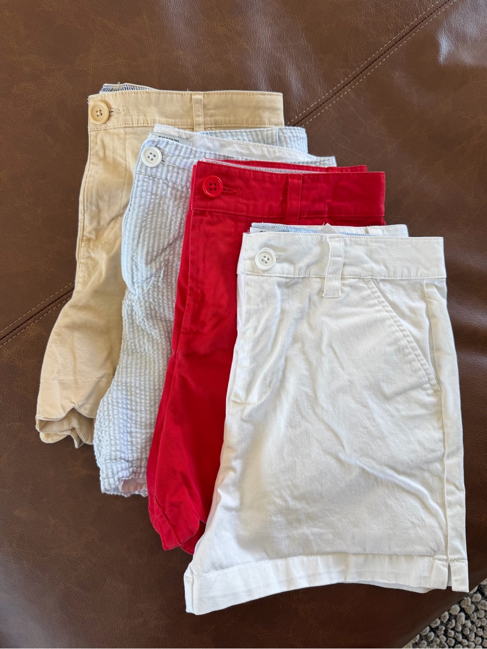 crown & ivy Kids Shorts Set - White, Red, Light Blue, Tan